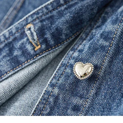 SENTUBILA Pure Cotton Denim Jacket Women 2025 Spring Autumn Outerwear Round Neck Pockets Cropped Jeans Coat Womans W41W53402