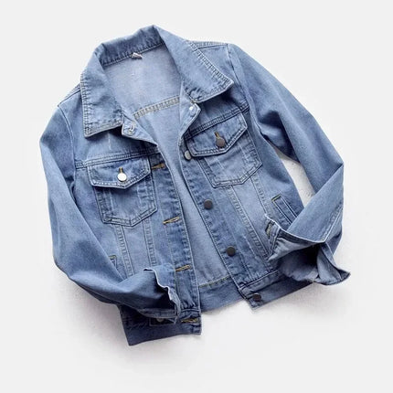 2025 Spring Women’s Denim Jacket Long Sleeve Overcoat Loose Denim Coat Button Outwear Jeans Jackets