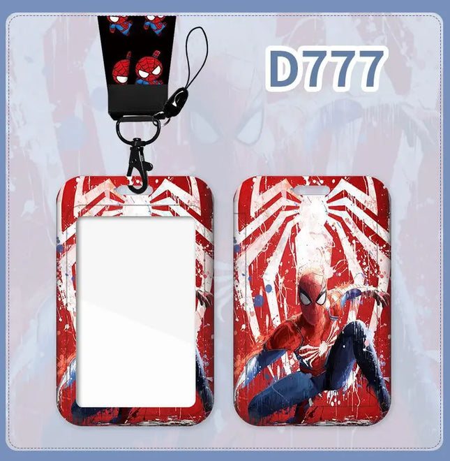 Disney Cartoon Marvel Spider Man Neck Strap Lanyard Card Sleeve ID Bus Subway Work Permit Chain Key Holder Cover Kids Gift