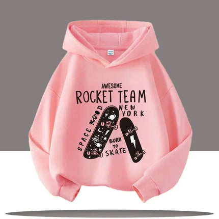 Autumn Winter Skateboard Cool Print 7-13Y Children's Hoodie Warm Girl Casual Top Kid Casual Clothes Boy Sportswear Sweatshirt