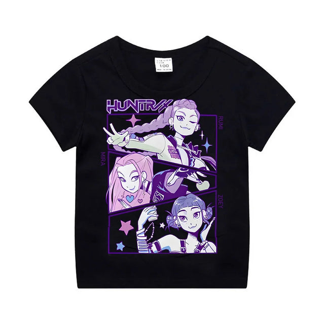Kpop Demon Hunters Children's Clothing Short Sleeve T-shirt Cute Kpop Demon Hunters Tiger Harajuku Tshirt for Boys Girls