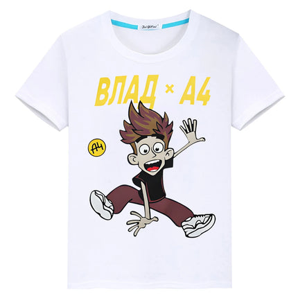 мерч A4 pride tshirt 100% Cotton Print T-shirt Kawaii Short y2k one piece Влад А4 Бумага anime Tees boys Tops kids clothes girl
