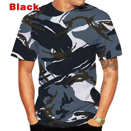 Men's Personalized T-shirt Summer Camouflage 3D Printing T-shirt Loose Soft Comfortable Breathable T-shirt Men's Top