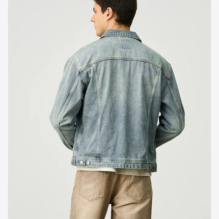SIMWOOD 2025 Spring New Oversize 12.5oz Classical Denim Jackets Men Washed Vintage Casual Jacket