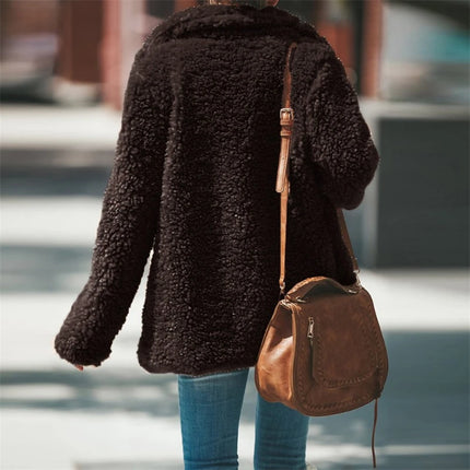 Plus Size Women Winter Warm Coat Jacket Outwear Ladies Cardigan Coat Double Sided Polar Fleece Hooded Coat New Fashion Simple