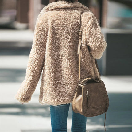 Plus Size Women Winter Warm Coat Jacket Outwear Ladies Cardigan Coat Double Sided Polar Fleece Hooded Coat New Fashion Simple