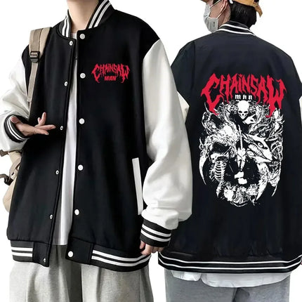 2024 Japan Anime Chainsaw Man Baseball Uniform Men Women  Sweatshirt Harajuku Manga Aki Hayakawa Bomber Jackets