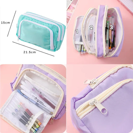 Disney Stitch High-capacity Pencil Bag for Students Anime Cartoon Fashion Pen Case Stationery Storage Pouch School Supplies Gift