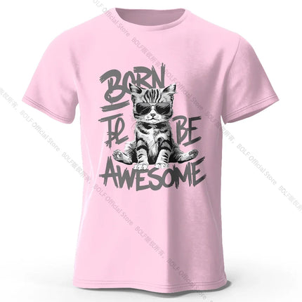 Mens Cool Cat T-Shirt 100% Cotton Oversized Handsome Feline Graphic Tee for Men and Women Streetwear Style