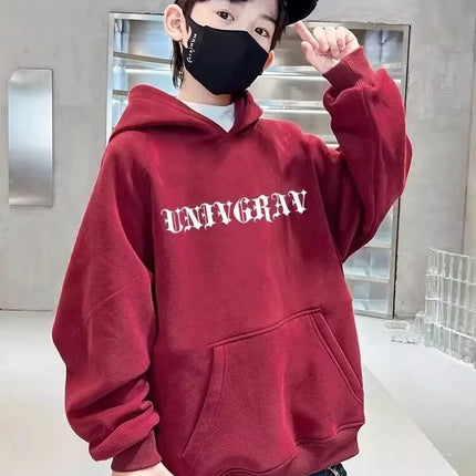 Autumn New Boy Black Hoodie Streetwear Full Geometric Unisex Hoodies Sweatshirts Girls Clothes 5 To 12 Years