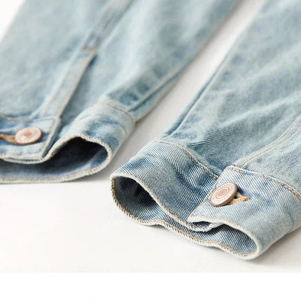 SENTUBILA 100% Cotton Washed Denim Jackets for Women 2025 Spring Casual Loose Turn Down Collar Fashion Short Jacket W41W54341