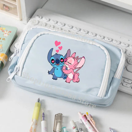 Disney Stitch High-capacity Pencil Bag for Students Anime Cartoon Fashion Pen Case Stationery Storage Pouch School Supplies Gift