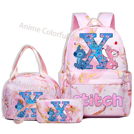 3pcs Disney Stitch Backpack Pencil Case Lunch Bag Set Students Fashion Schoolbag Pen Bag Bento Pouch Suit Anime School Supplies