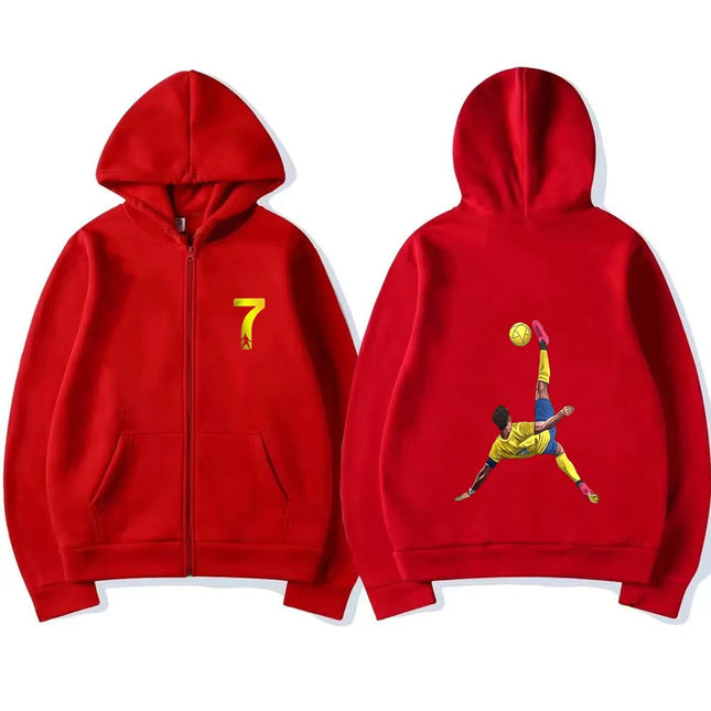 football star No. 7 Children Hoodie tops Zipper style Sweatshirt Children Boys Clothing Suitable age 3-12 Girls black coat