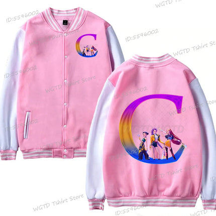 Hot Movie Lover Baseball Bomber Jacket Clothes Child Girl Letter A-Z Kids' Pink Bomber Jacket Gifts Fashion Clothes Gift