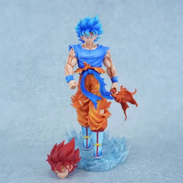 In Stock 35cm Dragon Ball Anime Figure Son Goku Kakarotto Super Saiyan God blue two heads Figure PVC Collection Model Toy Gifts