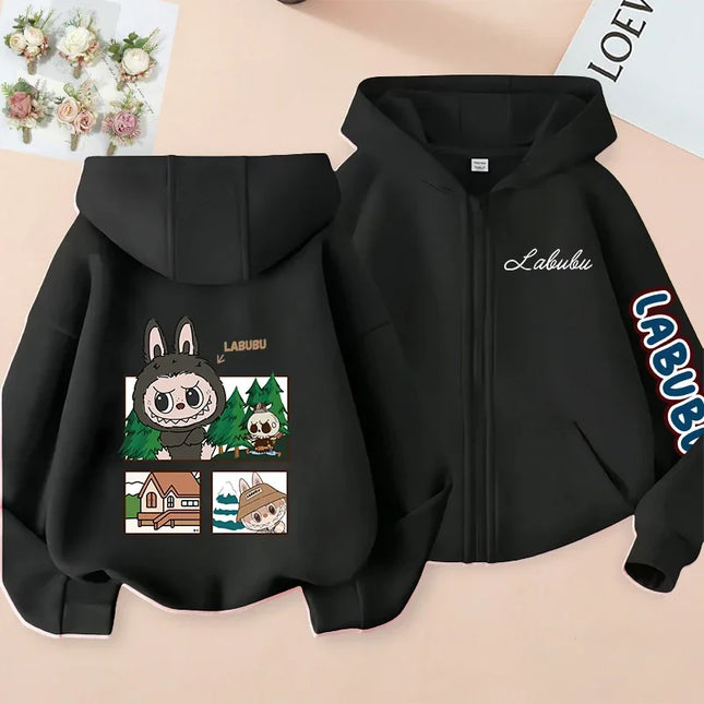 2025 Pop-mart Labubu Children's Coat Anime Cartoon Fashion Loose Coat Boys And Girls Autumn Hip-hop Sweatshirt Adult Clothing
