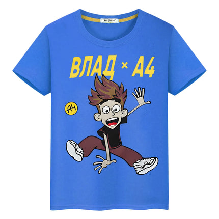 мерч A4 pride tshirt 100% Cotton Print T-shirt Kawaii Short y2k one piece Влад А4 Бумага anime Tees boys Tops kids clothes girl