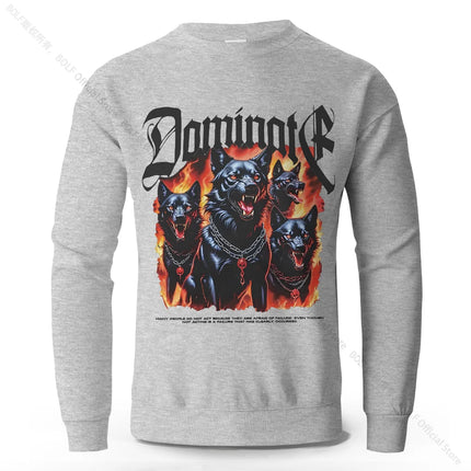 Wolf Darkness Printed Pure Cotton Sweatshirts Oversized Classic Graphic Pullovers for Men Women Tops