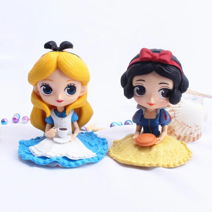 10cm Q Posket Princess Tiana Snow White Rapunzel Ariel Cinderella Belle Mermaid PVC Action Figures Model Toys Kid Gift