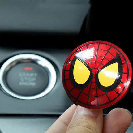Hot Disney Iron Man Spiderman Car Interior Sticker Anime Figure Car Engine Ignition Start Switch Button Cover Trim Stickers Toys