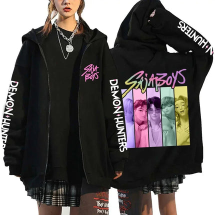 Hot Kpop Demon Hunters Saja Boys Zipper Hoodies Men Women Fall/Winter Fashion Zip Hoodies Casual Personality Hooded Sweatshirt