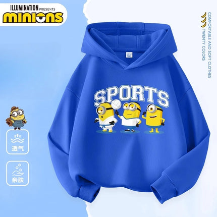 Despicable Me Cute Minions Print Boys Girls Hooded Sweatshirt Children's Fall and Winter Casual Fashion Warm Pullover Sweatshirt