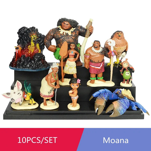10pcs/set Cartoon Moana Princess Legend Vaiana Maui Chief Tui Tala Heihei Pua Action Figure Decor Toys for Kids Birthday Gift