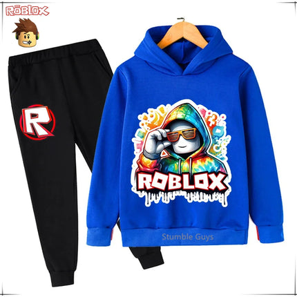 Spring Autumn Boys Clothes Girls Roblox Anime Hoodie Set 2-Piece Kids Fashion Casual Sweatshirt
