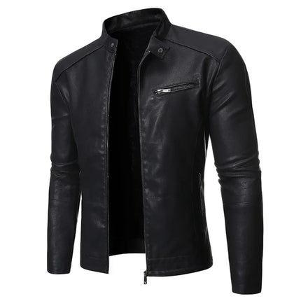2024 PU Casual Leather Jacket Men Spring Autumn Coat Motorcycle Biker Slim Fit Outwear Male Black Blue Clothing Plus Size M-3XL