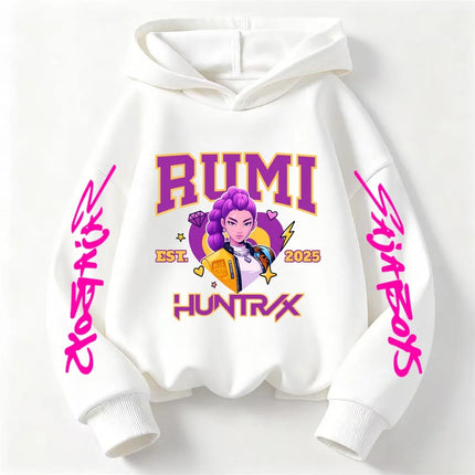 2025 KPop Devil Hunter Cartoon Girl Boy Hooded Sweatshirt Kawaii Children's Korean Wave Casual Fashion Top