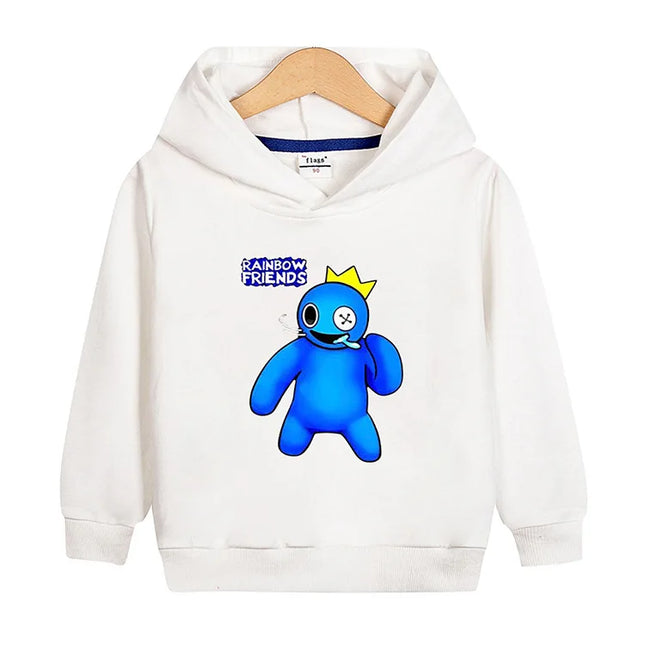 Boys Girls Rainbow Friends Fun Print Fashion Fleece Hooded Sweatshirt Kids Fall Winter Outdoor Casual Warm Long Sleeve Top