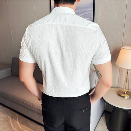 2025 Summer New Flower Shirts Men Short Sleeve Retro Casual Shirts Fashion Versatile Business Slim Social Party Tuxedo Blouse