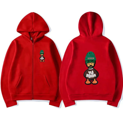 Boy's Clothes Zipper Hoodies coat Duck print for Children little Girl red Sweatshirt Kids Spring Autumn Pullover festival Gift