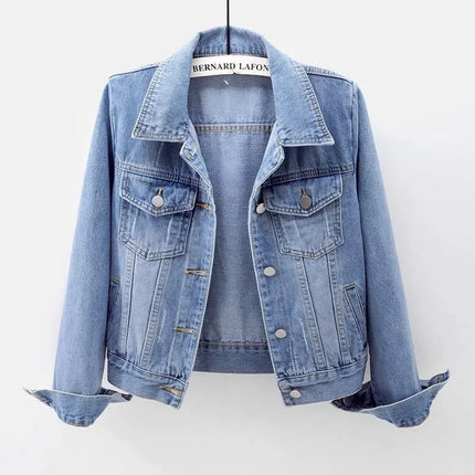 2025 Spring Women’s Denim Jacket Long Sleeve Overcoat Loose Denim Coat Button Outwear Jeans Jackets