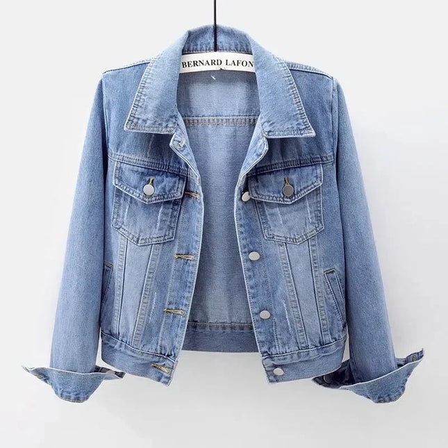 2025 Spring Women’s Denim Jacket Long Sleeve Overcoat Loose Denim Coat Button Outwear Jeans Jackets
