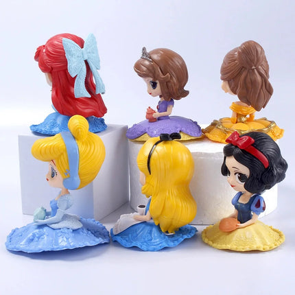 10cm Q Posket Princess Tiana Snow White Rapunzel Ariel Cinderella Belle Mermaid PVC Action Figures Model Toys Kid Gift