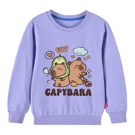 Cute Capibara Cotton Sweatshirt For Boys And Girls Children's Funny Hoodies For Autumn Kids Long Tshirt Outdoor Sports Sweater