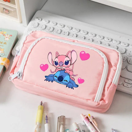 Disney Stitch High-capacity Pencil Bag for Students Anime Cartoon Fashion Pen Case Stationery Storage Pouch School Supplies Gift