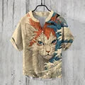 Henry Shirt - Men's new short sleeved casual T-shirt, Japanese style clothing top, casual digital print, sizes s to 5XL