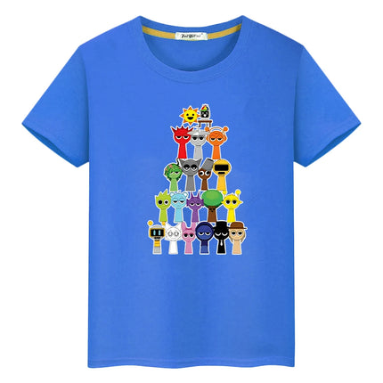 Sprunki print 100%Cotton Cute Tees anime Short y2k one piece Sprunki  t shirt for kids boy 10year Tops pride tshirt girl clothes