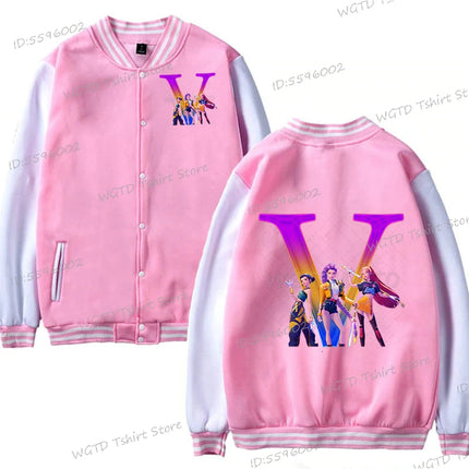 Hot Movie Lover Baseball Bomber Jacket Clothes Child Girl Letter A-Z Kids' Pink Bomber Jacket Gifts Fashion Clothes Gift