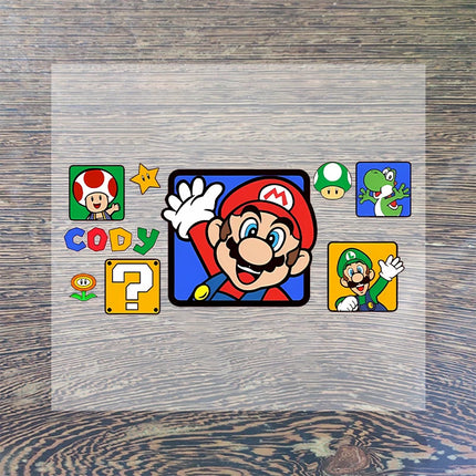 Super Mario Heat Transfer Stickers Cartoon Cute Iron on Patch Decals Clothes Sticker T-shirts Hoodie Clothing Hats DIY Applique