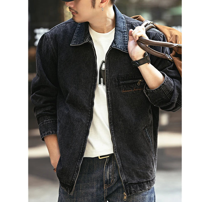 2024 Spring and autumn tide brand American vintage to do old denim coat men casual cargo jacket men