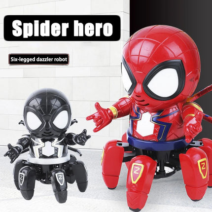 Spider-Man Dancing Robot Toy 6 Legs Electric Remote Control Marvel Superhero Action Figure LED Light Up For Kids Gift