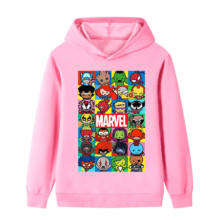 Marvel Superhero Cartoon Fashion Printed Long-sleeved Hoodie for Boys Children's Clothes Autumn and Winter Outdoor Warm Sweater