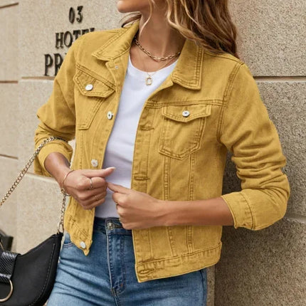 New Long Sleeve winter Slim White Black Jeans Top For Women Solid Denim Jacket Women Short Overcoat Ladies Jackets Tops