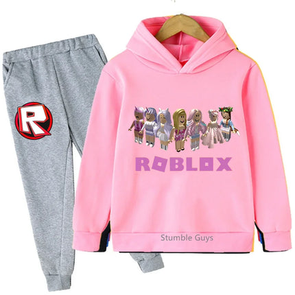 Roblox Kids Fashion Hoodie Set Anime Character Graphic Spring Autumn Boys Clothes Girls Casual Sweatshirt