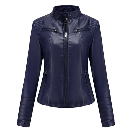 2025 Women's Leather Jacket Spring Autumn Thin Motorcycle Suit European Size Leather Jacket Short Fashion Women's Jacket