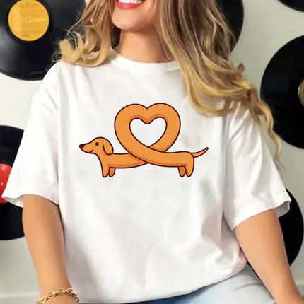 Dachshund Tshirt Women Summer Elegant T-shirts Female Funny Clothing Women Streetwear Graphic T Shirts
